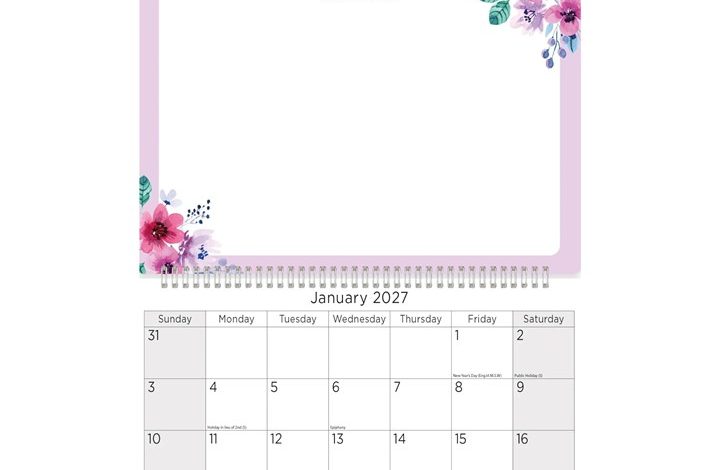 Floral Corners Memo Calendar 2027