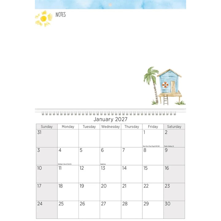 Seaside Memo Calendar 2027