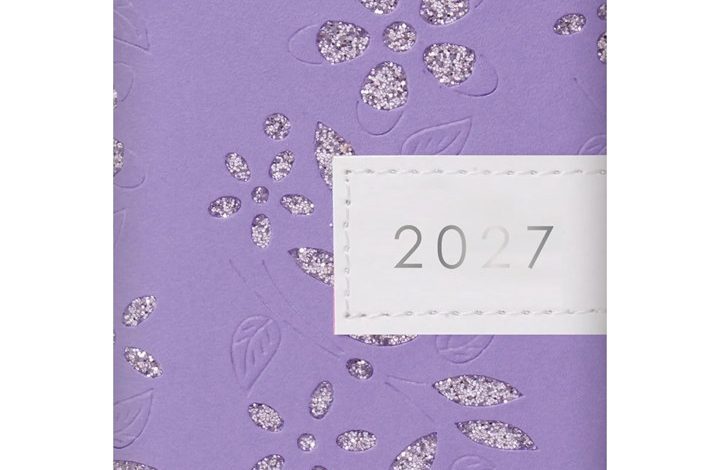 Purple Glitter Floral Sparkles A7 Diary 2027