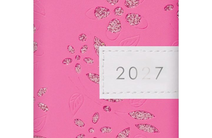 Pink Glitter Floral Sparkles A7 Diary 2027