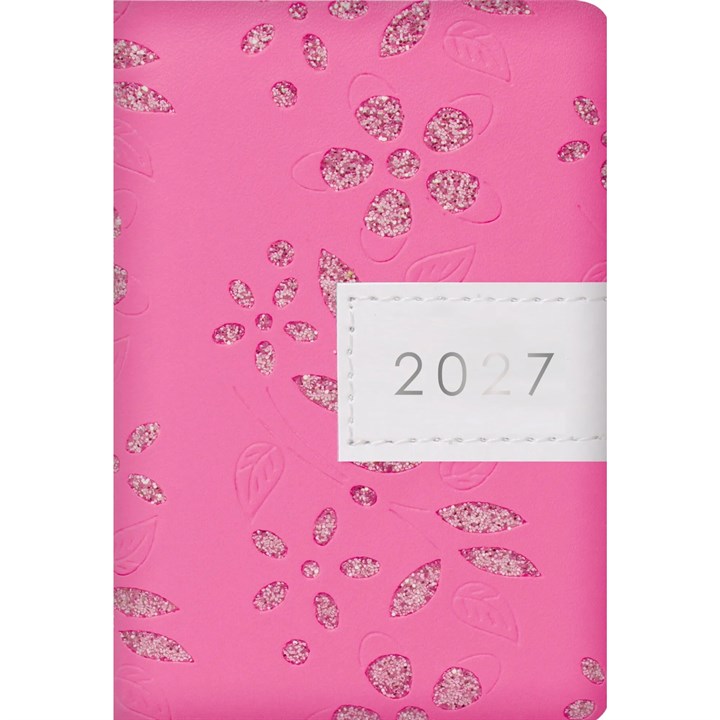 Pink Glitter Floral Sparkles A7 Diary 2027