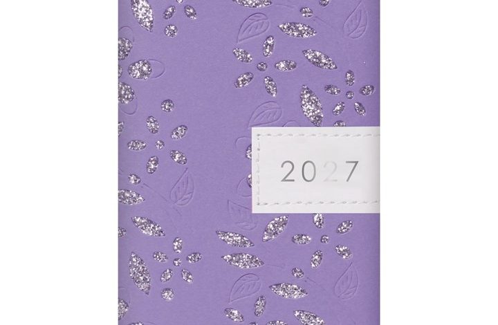 Purple Glitter Floral Sparkles Slim Diary 2027