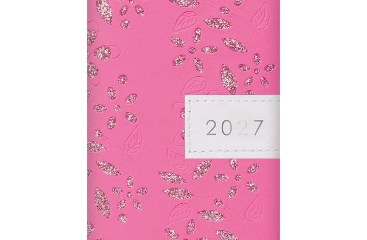 Pink Glitter Floral Sparkles Slim Diary 2027