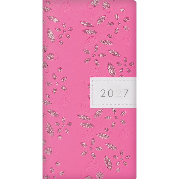 Pink Glitter Floral Sparkles Slim Diary 2027