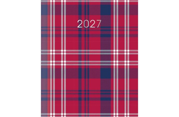 Red Tartan Slim Diary 2027