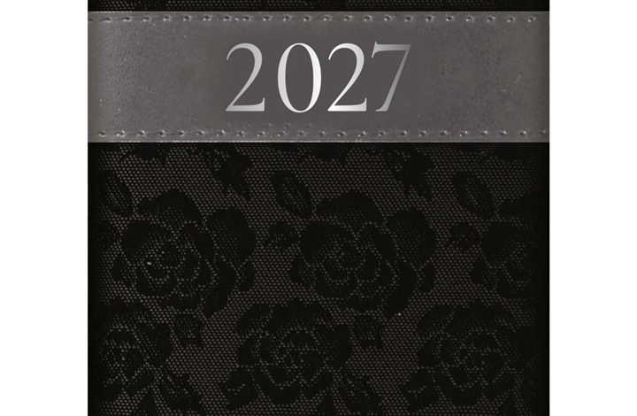Black Embroidered Roses A7 Diary 2027