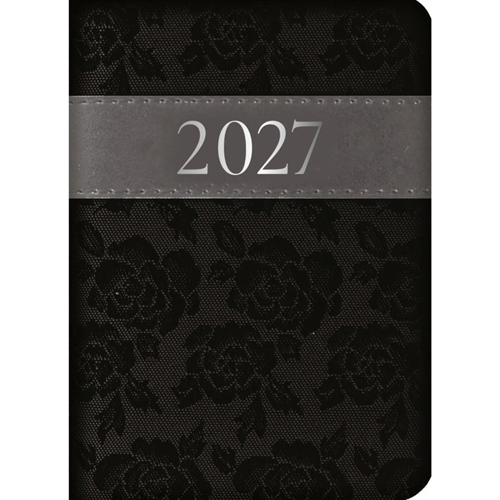 Black Embroidered Roses A7 Diary 2027