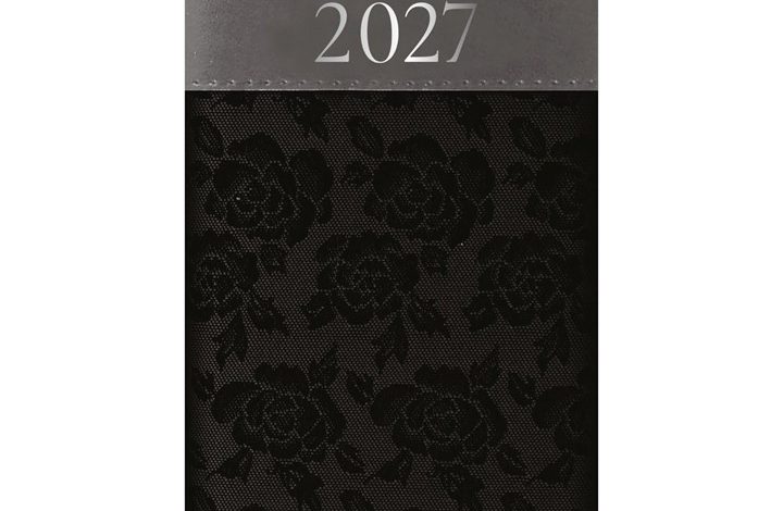 Black Embroidered Roses Slim Diary 2027