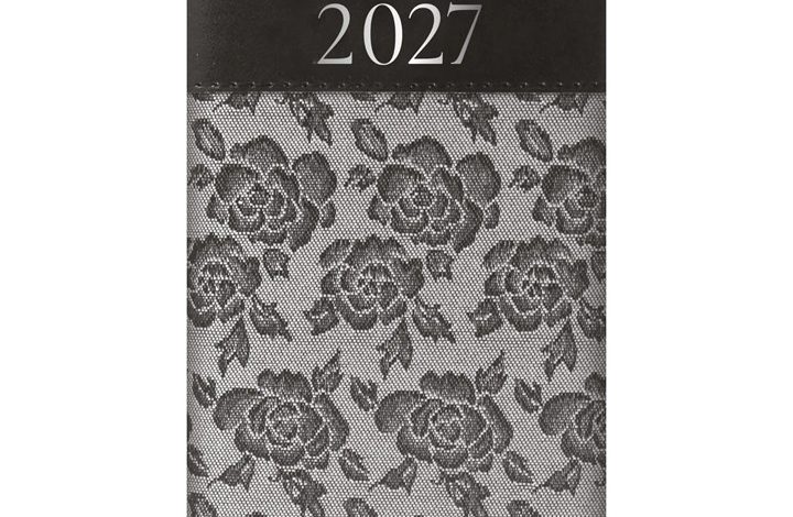 Grey Embroidered Roses Slim Diary 2027