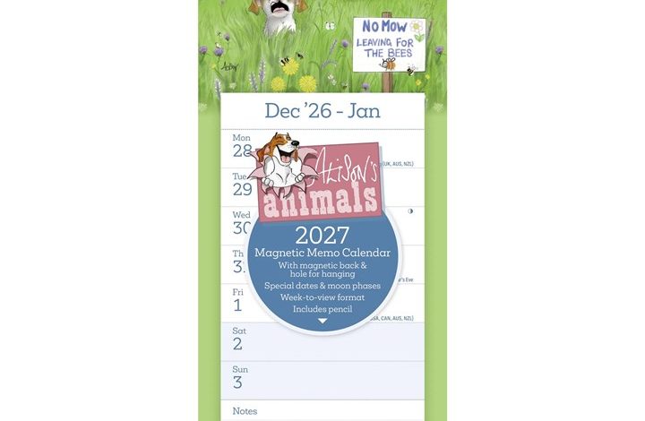 Alison's Animals Magnetic Calendar 2027