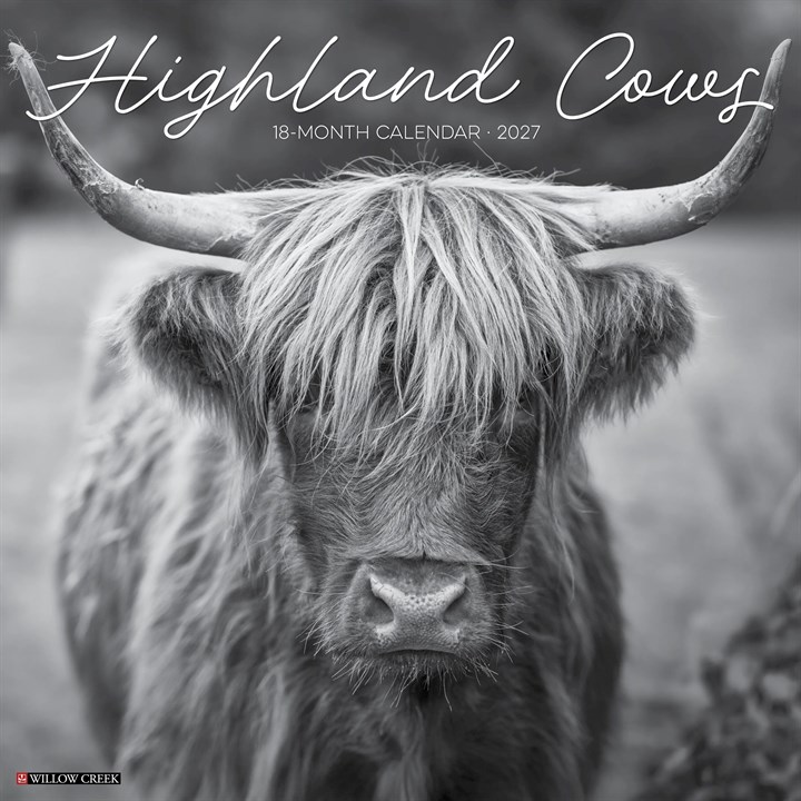 Black & White Highland Cows Calendar 2027