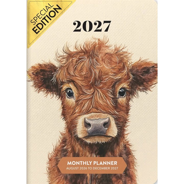 Highland Cow Monthly A6 Diary 2026 – 2027