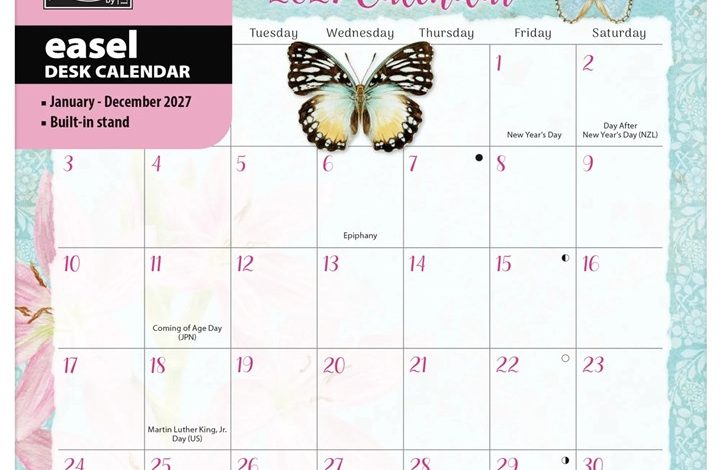 Butterflies Easel Desk Calendar 2027