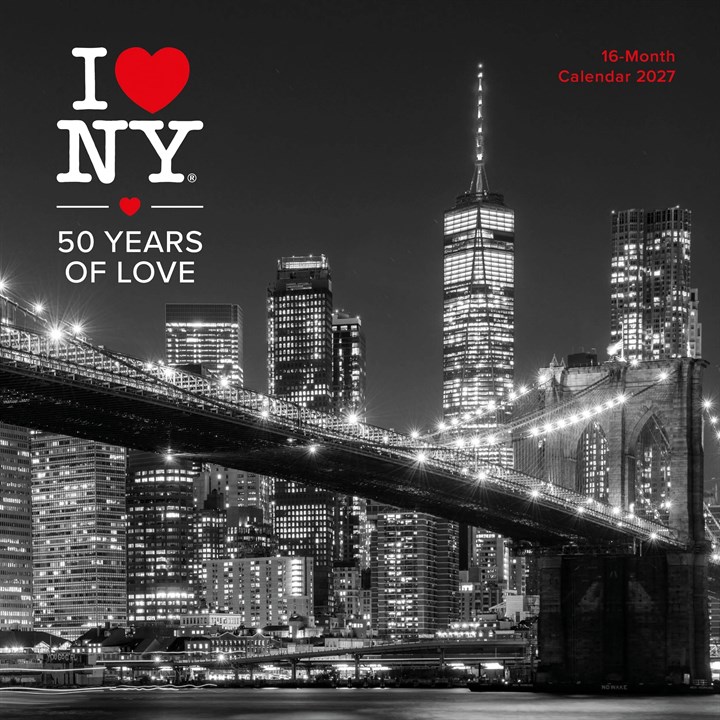 I Love NY City Black and White Calendar 2027