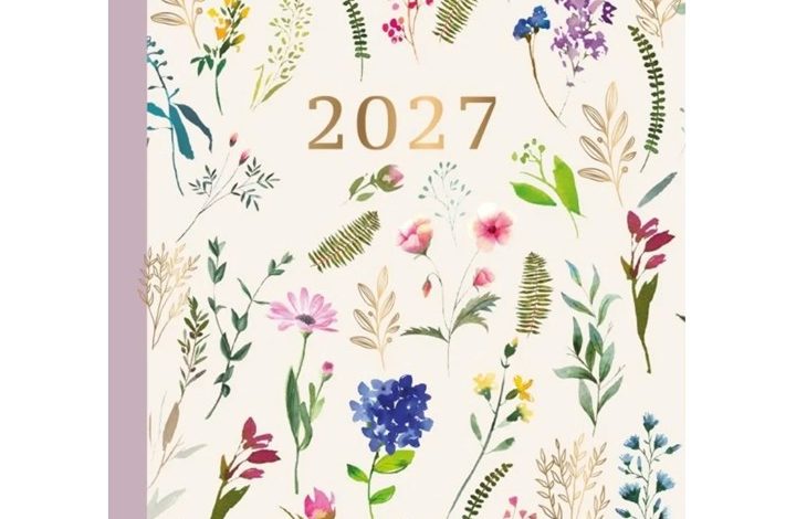 White Floral Meadow A7 Diary 2027
