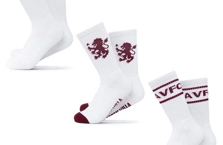 Aston Villa FC Crew Socks 3 Pack - Size 7 - 11