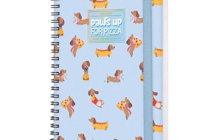 Dachshund Pizza Large Week-To-View Spiral A5 Diary 2027
