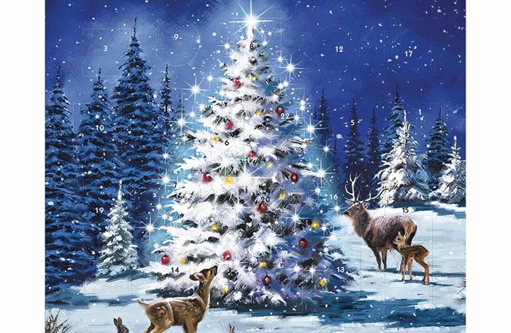 Snowy Christmas Tree Mini Traditional Advent Card