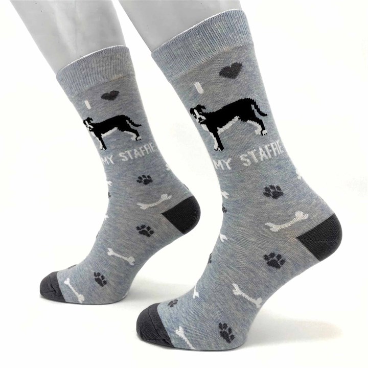 I Heart My Staffie Socks – Size 7 – 11
