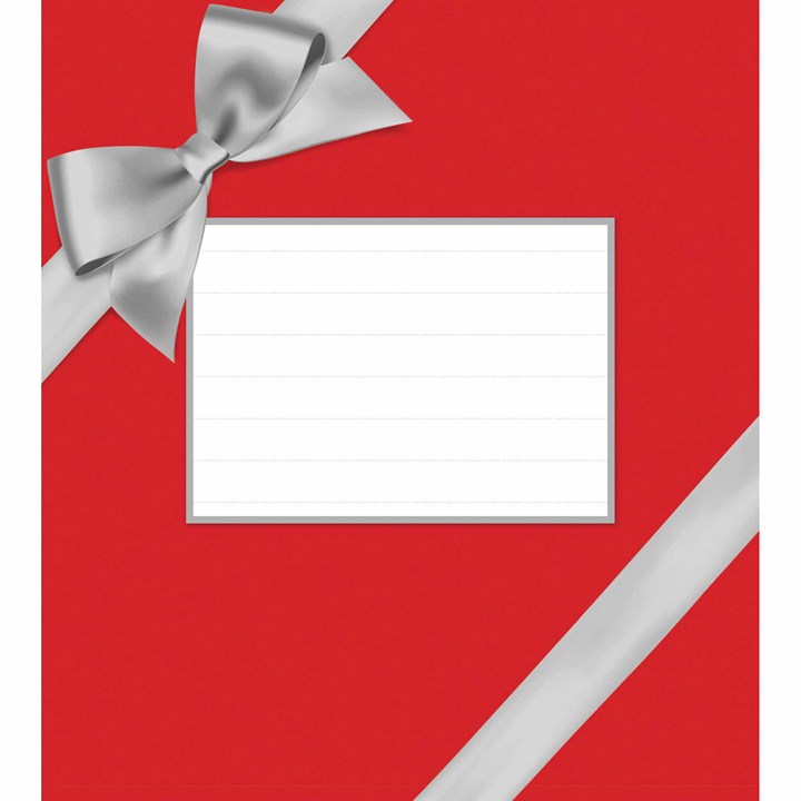 Red with Silver Bow Easel Desk Calendar Gift Wrap Envelope