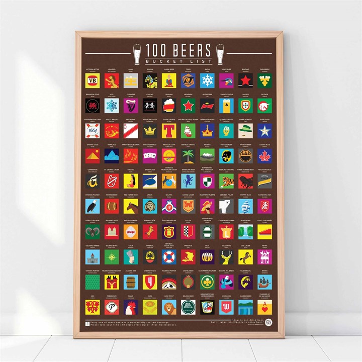 100 Beers Scratch Poster