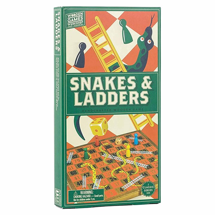Wooden Snakes and Ladders Game