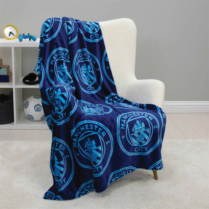 Manchester City FC Mono Crest Fleece Blanket
