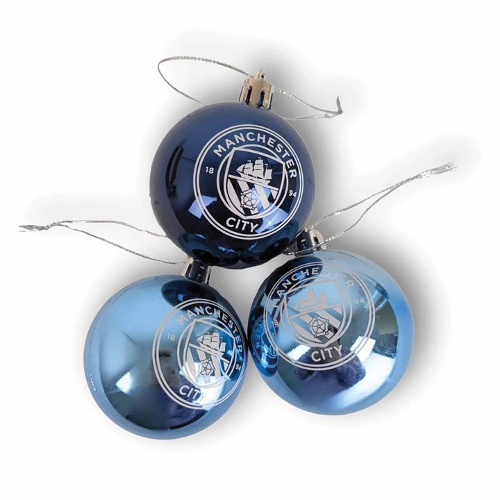 Manchester City FC 3 Pack Metallic Crest Ornaments