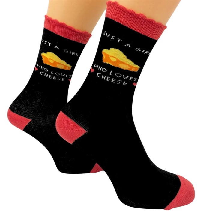 Just a Girl Who Loves Cheese Socks – Size 4 – 8
