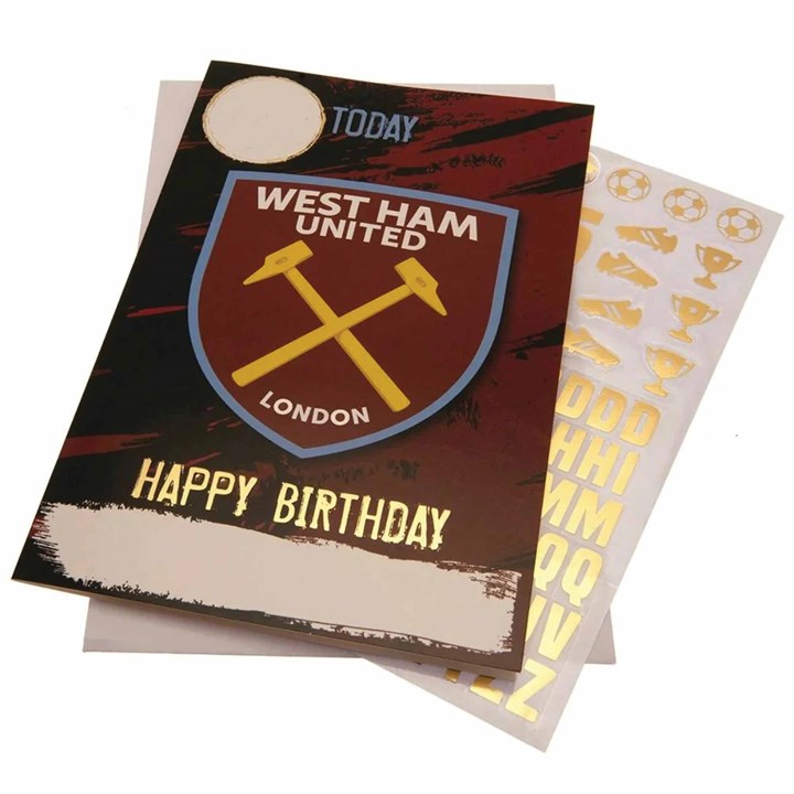 West Ham United FC Birthday Card with Sticker Sheet