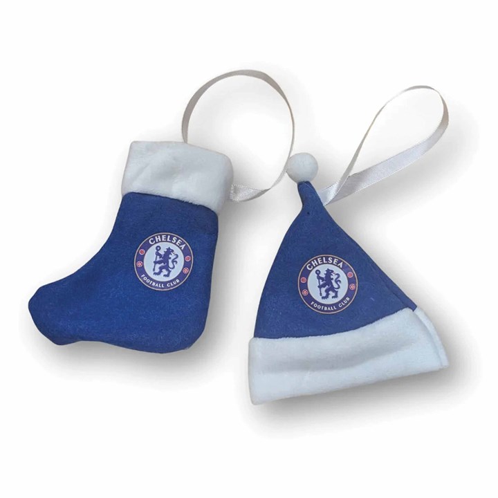 Chelsea FC Santa Hat & Stocking Ornament Set