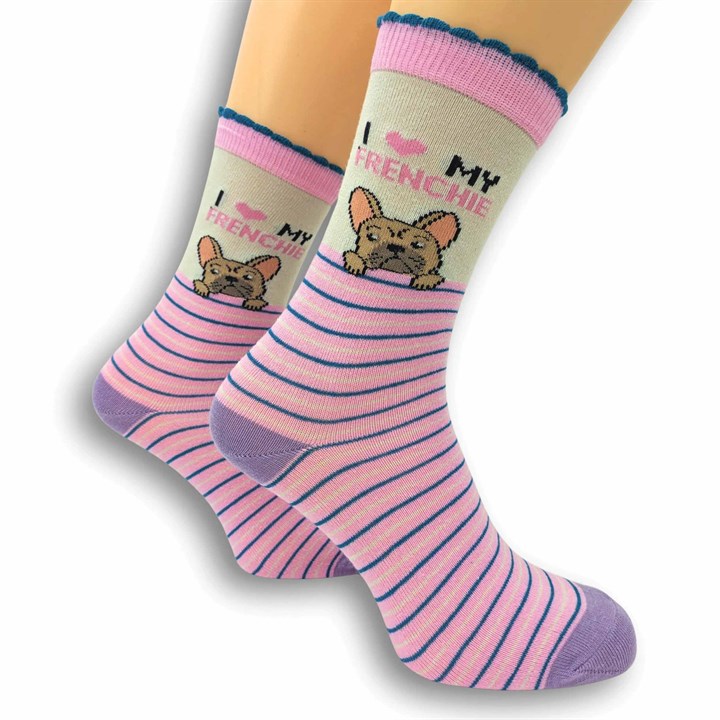 I Heart My Frenchie Socks – Size 4 – 8