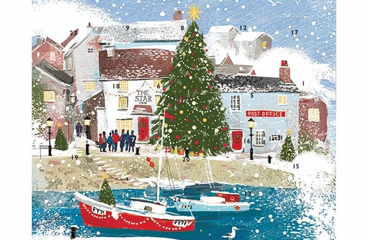 Festive Harbour Mini Traditional Advent Card