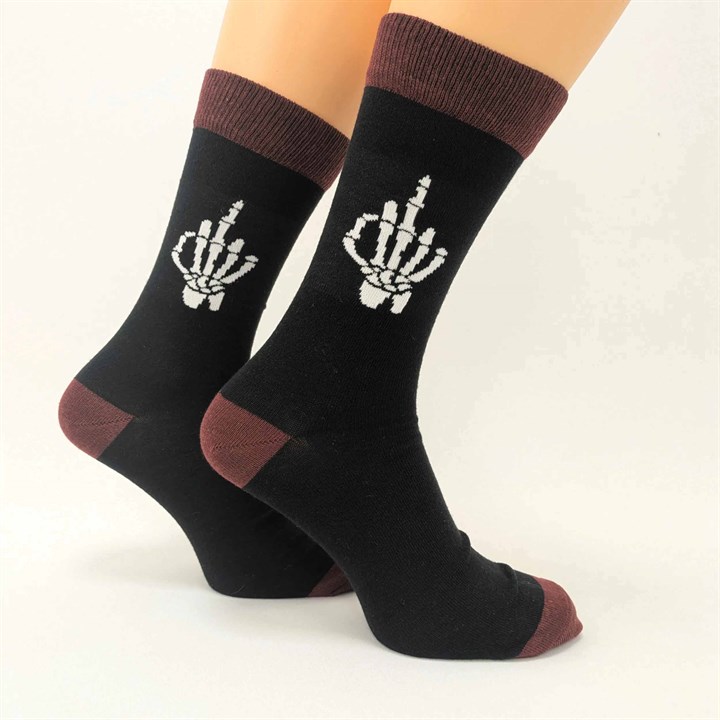 Skeleton Middle Finger Socks – Size 7 – 11