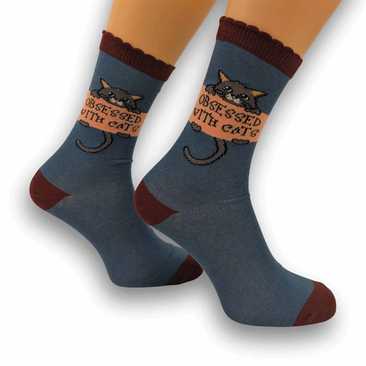 Obsessed with Cats Socks – Size 4 – 8