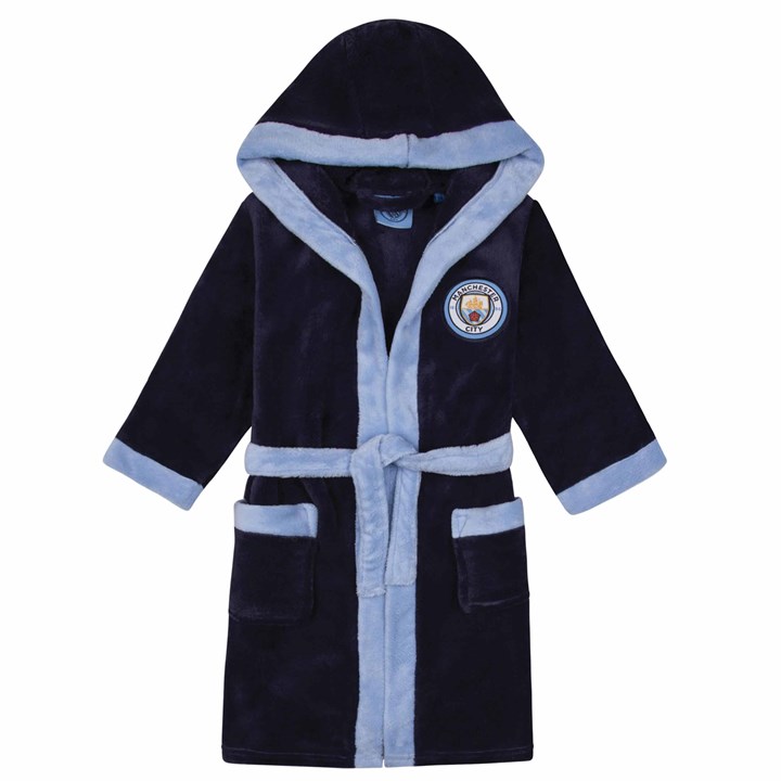 Manchester City FC Kids Navy Hooded Dressing Gown 9 – 10 Years