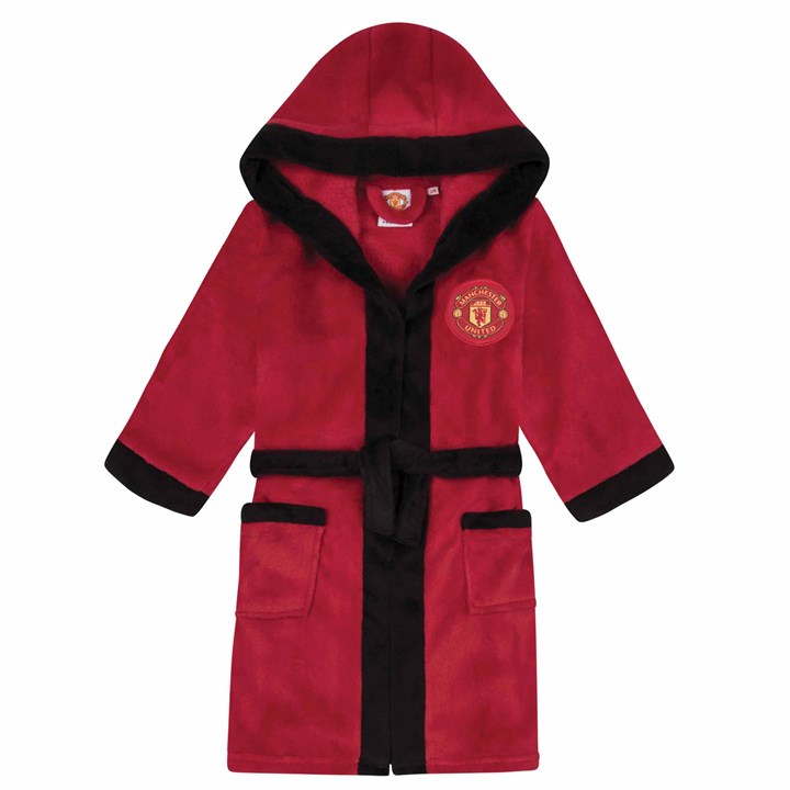 Manchester United FC Kids Red Hooded Dressing Gown 3 – 4 Years