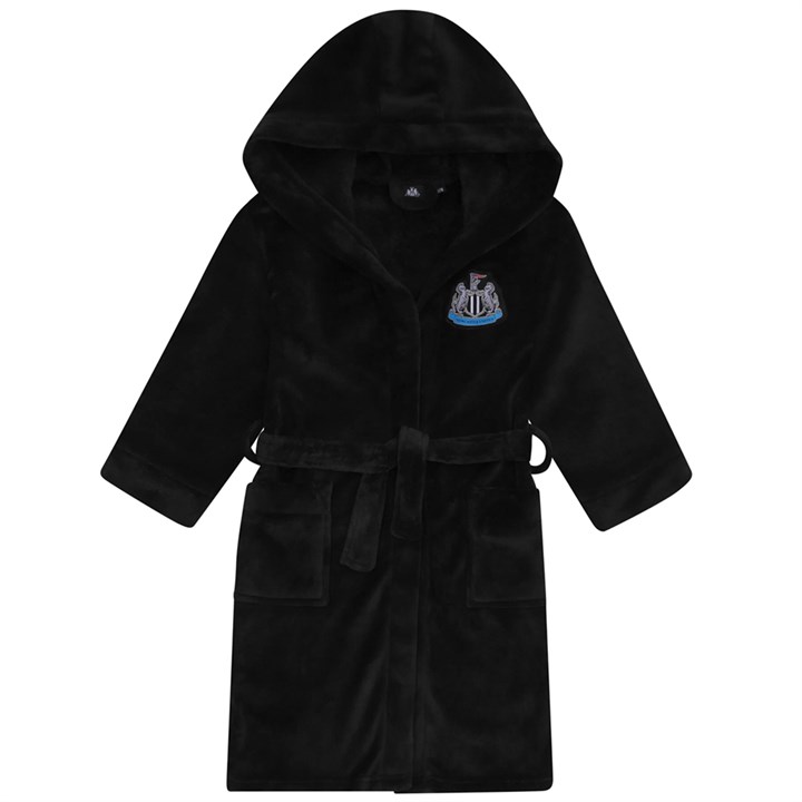 Newcastle United FC Kids Black Hooded Dressing Gown 5 – 6 Years