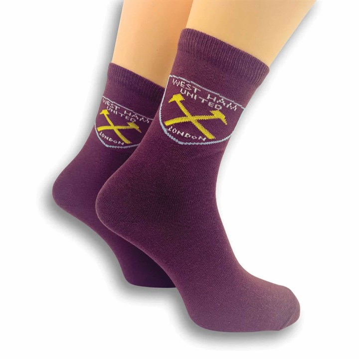 West Ham United FC Claret Crest Socks – Size 4 – 6