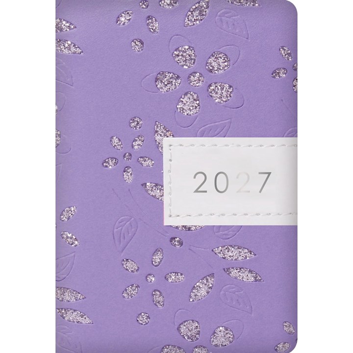 Purple Glitter Floral Sparkles Pocket Diary 2027