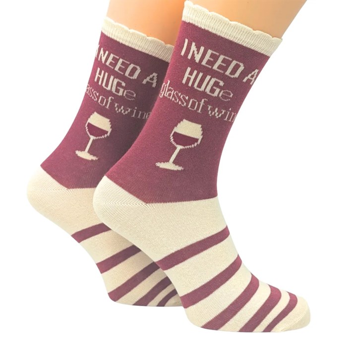Huge Glass of Wine Socks – Size 4 – 8
