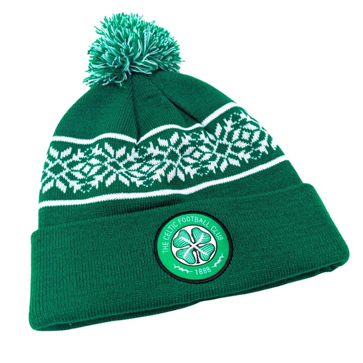 Celtic FC Snowflake Beanie Hat with Pom Pom