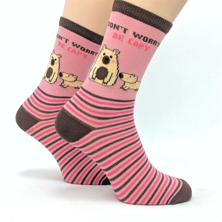 Don’t Worry, Be Capy Socks – Size 4 – 8