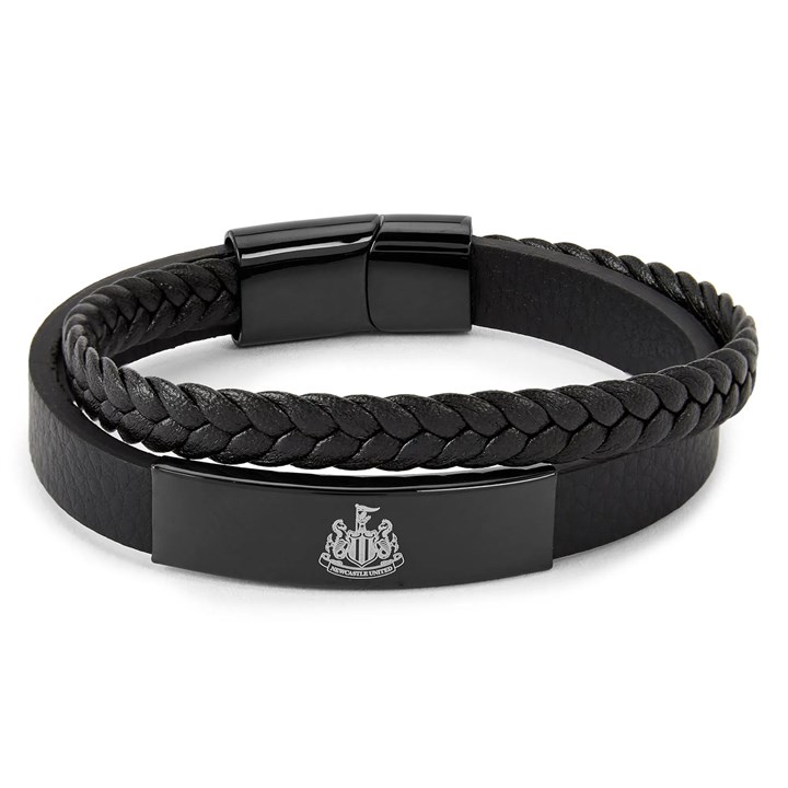 Newcastle United FC Engraved Leather Bracelet with Gift Box