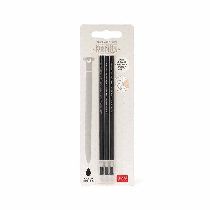 Erasable Set of 3 Black Pen Refills