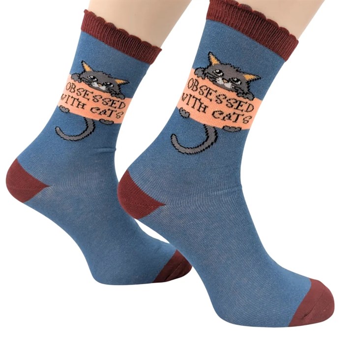 Obsessed with Cats Socks - Size 4 - 8