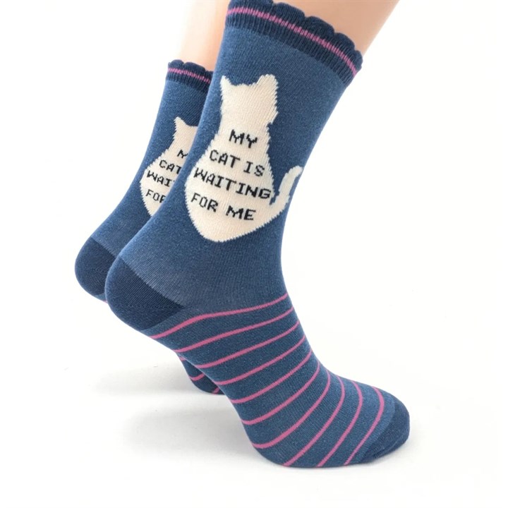 My Cat is Waiting for Me Socks - Size 4 - 8