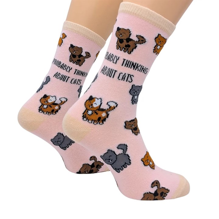Probably Thinking About Cats Socks - Size 4 - 8