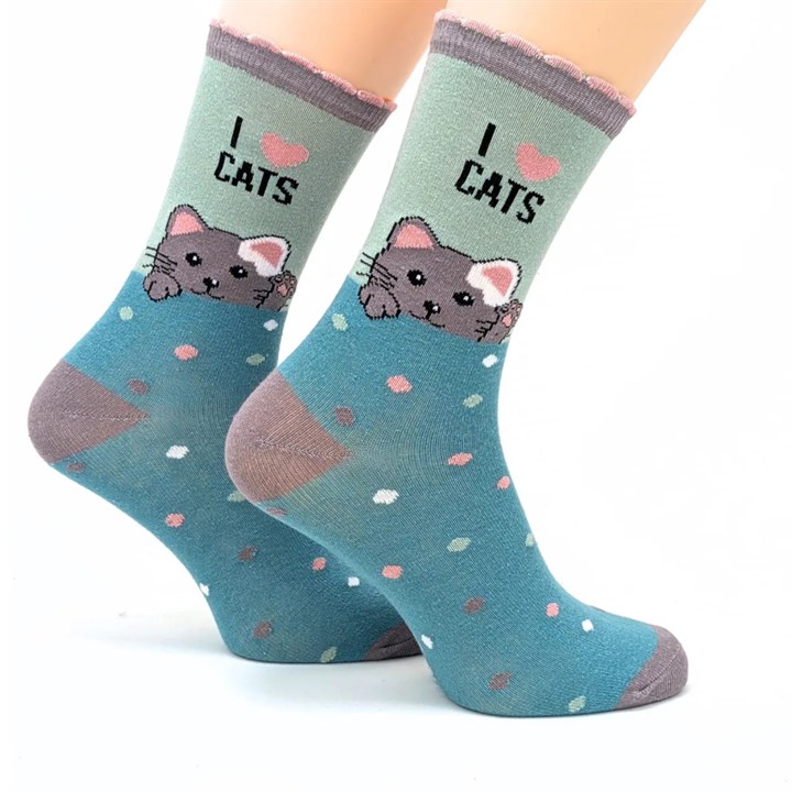 I Heart Cats Socks - Size 4 - 8