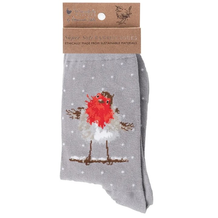 Wrendale Designs, Jolly Robin Socks - Size 4 - 7